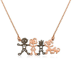 Silver Rsse Happy Family Necklace