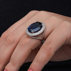 Silver Sapphire Stone Women's Ring