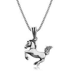 Silver Prancing Horse Necklace