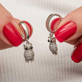 Silver Dangling Owl Women's Earrings