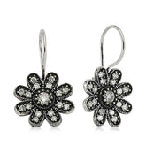 Silver Dangle Flower Earrings