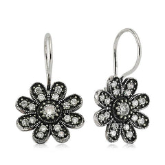 Silver Dangle Flower Earrings