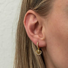 Silver Dangle Gold Eye Women's Earrings