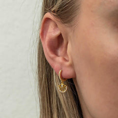 Silver Dangle Gold Eye Women's Earrings