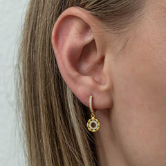 Silver Dangle Gold Hoop Women's Earrings