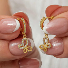 Silver Dangle Gold Butterfly Women's Earrings