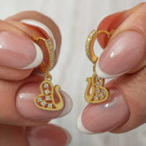 Silver Dangle Gold Swan Women's Earrings