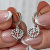 Silver Dangle Eye Women's Earrings