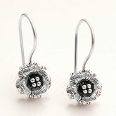 Silver Dangle Rose Women's Earrings