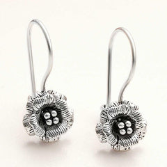 Silver Dangle Rose Women's Earrings