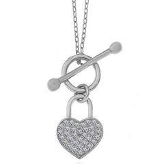 Silver Dangle Heart Women's Necklace