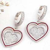 Silver Dangling Heart Women's Earrings