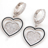 Silver Dangling Heart Women's Earrings