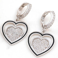 Silver Dangling Heart Women's Earrings