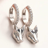 Silver Dangling Tiger Figured Women's Earrings