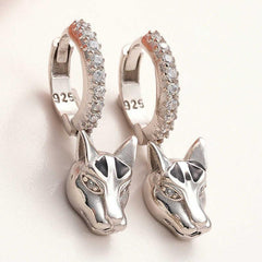 Silver Dangling Tiger Figured Women's Earrings