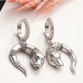 Silver Dangling Tiger Figured Women's Earrings