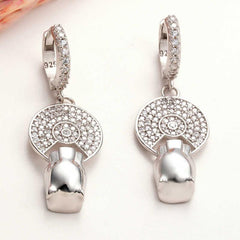 Silver Dangling Tiger Figured Women's Earrings