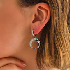 Silver Dangling Tiger Figured Women's Earrings