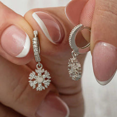 Silver Dangle Snowflake Women's Earrings