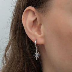 Silver Dangle Pole Star Women's Earrings