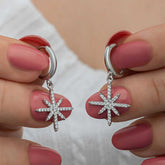 Silver Dangle Pole Star Women's Earrings