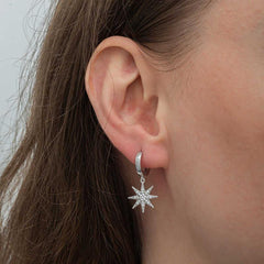 Silver Dangle Pole Star Women's Earrings