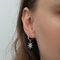 Silver Dangle Pole Star Women's Earrings