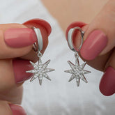 Silver Dangle Pole Star Women's Earrings