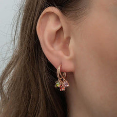 Silver Dangle Mix Stone Hoop Women's Earrings