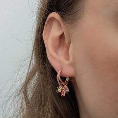 Silver Dangle Mix Stone Hoop Women's Earrings