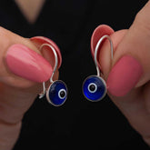 Silver Dangling Evil Eye Women's Earrings