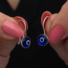 Boucles d'oreilles pendantes en argent pour femme, motif mauvais œil