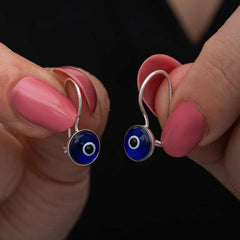 Boucles d'oreilles pendantes en argent pour femme, motif mauvais œil
