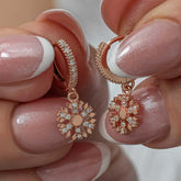 Silver Dangle Rose Snowflake Women's Earrings