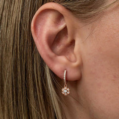 Silver Dangle Rose Minimal Flower Women's Earrings