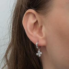 Silver Dangling Clover Women's Earrings