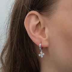 Silver Dangling Clover Women's Earrings