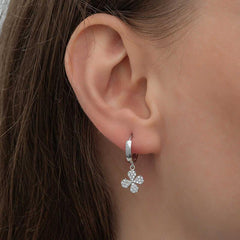 Silver Dangling Clover Women's Earrings