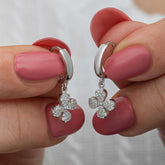 Silver Dangling Clover Women's Earrings