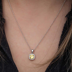 Silver Yellow Baguette Stone Women's Necklace