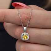 Silver Yellow Baguette Stone Women's Necklace