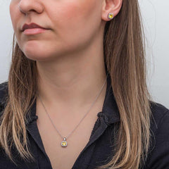 Silver Yellow Baguette Stone Women's Set