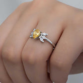 Silver Yellow Drop Zircon Stone Women's Ring