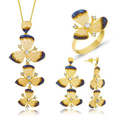 Silver Yellow Flower Women Set