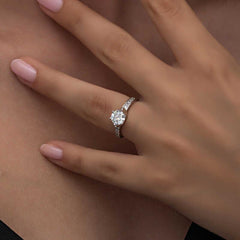 Silver Single Stone Women's Ring