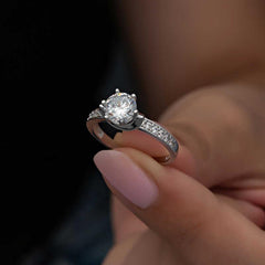Silver Single Stone Women's Ring
