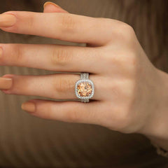 Silver Yellow Round Women's Ring