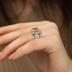 Silver Yellow Round Women's Ring