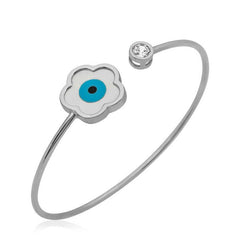 Silver Mother of Pearl Stone Flower Bracelet